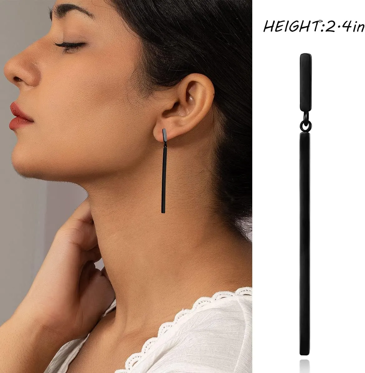 MUYAN Long Metal Bar Dangle Drop Earrings for Women Minimalist Vertical Bar Earrings