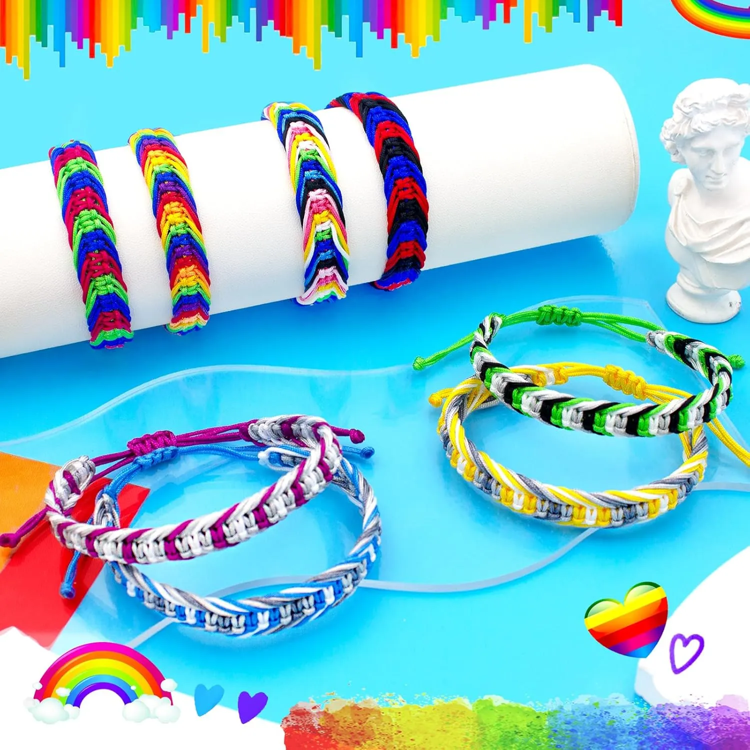 Nanafast LGBTQ Rainbow Pride Bracelets for Women Men Bisexual Lesbian Transgender Pansexual Nonbinary Asexual Gender Fluid Handmade Braided LGBT Pride Bracelets for Pride Month LGBTQ Community