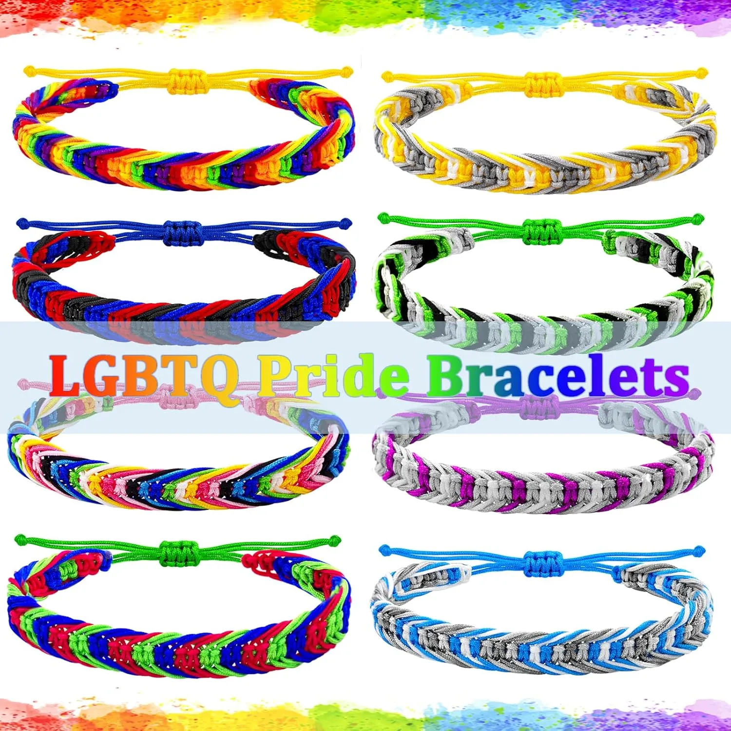 Nanafast LGBTQ Rainbow Pride Bracelets for Women Men Bisexual Lesbian Transgender Pansexual Nonbinary Asexual Gender Fluid Handmade Braided LGBT Pride Bracelets for Pride Month LGBTQ Community