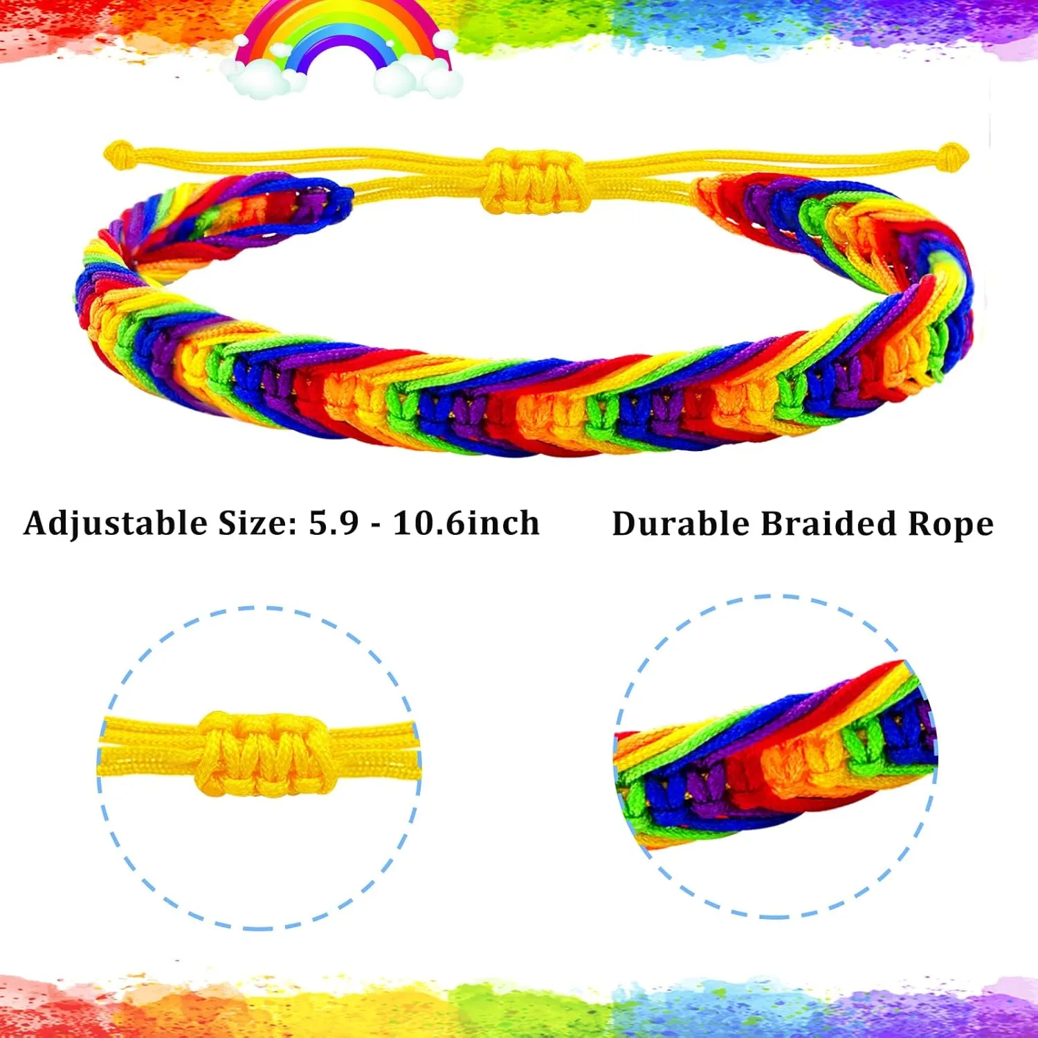 Nanafast LGBTQ Rainbow Pride Bracelets for Women Men Bisexual Lesbian Transgender Pansexual Nonbinary Asexual Gender Fluid Handmade Braided LGBT Pride Bracelets for Pride Month LGBTQ Community