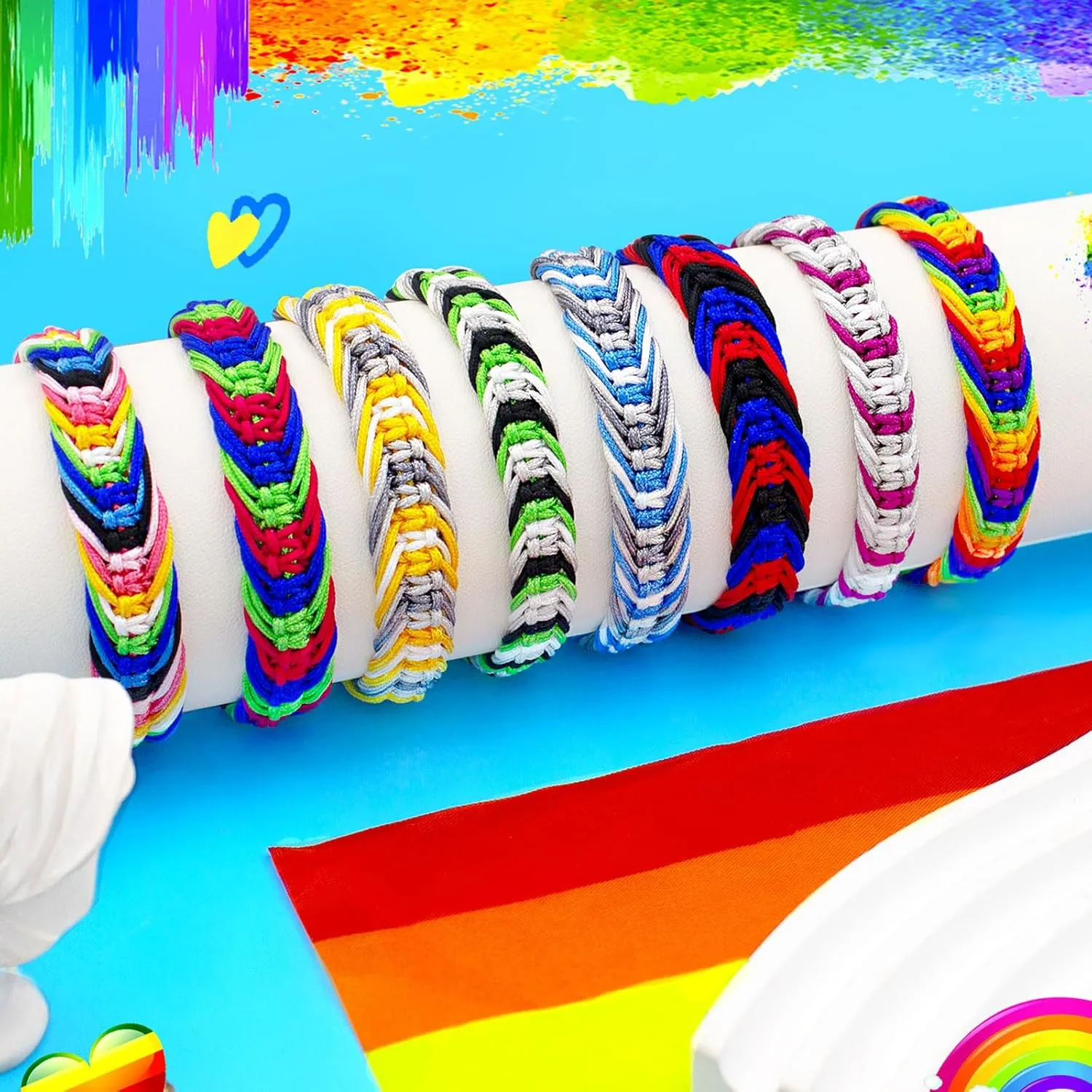 Nanafast LGBTQ Rainbow Pride Bracelets for Women Men Bisexual Lesbian Transgender Pansexual Nonbinary Asexual Gender Fluid Handmade Braided LGBT Pride Bracelets for Pride Month LGBTQ Community