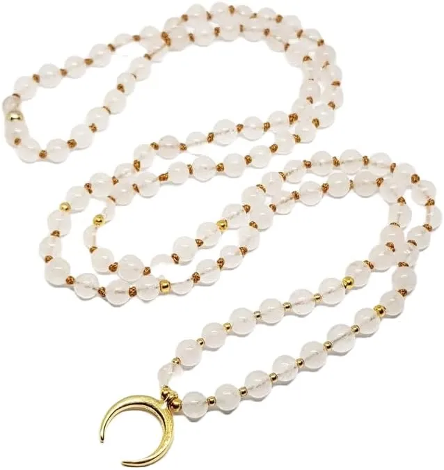 Natural AAA Quartz 6mm 108 Mala Beads, Spiritual, Meditation Beads, Reiki, Japa Mala, Buddhist Prayer Beads, Yoga Bracelet, healing beads LKMALA-RRGU-2320