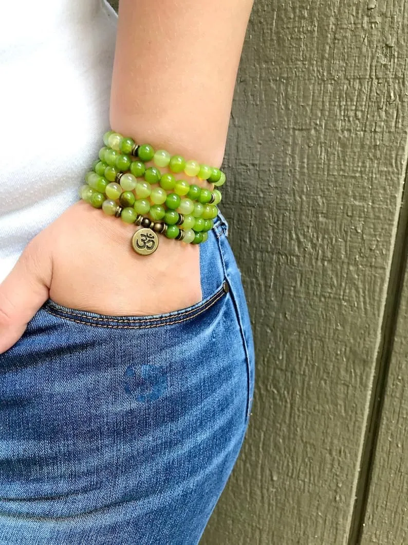 Natural Agate 8mm 108 Mala Beads, Spiritual, Meditation Beads, Reiki, Japa Mala, Buddhist Prayer Beads, Yoga Bracelet, healing beads LKMALA-RRGU-3340