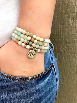 Natural Amazonite 6mm 108 Mala Beads, Spiritual, Meditation Beads, Reiki, Japa Mala, Buddhist Prayer Beads, Yoga Bracelet, healing beads LKMALA-RRGU-2544, 34 inch