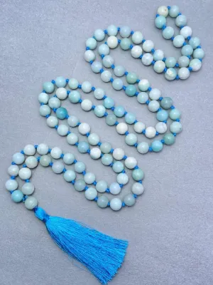 Natural Amazonite 8mm 108 Mala Beads, Spiritual, Meditation Beads, Reiki, Japa Mala, Buddhist Prayer Beads, Yoga Bracelet, healing beads LKMALA-RRGU-3665