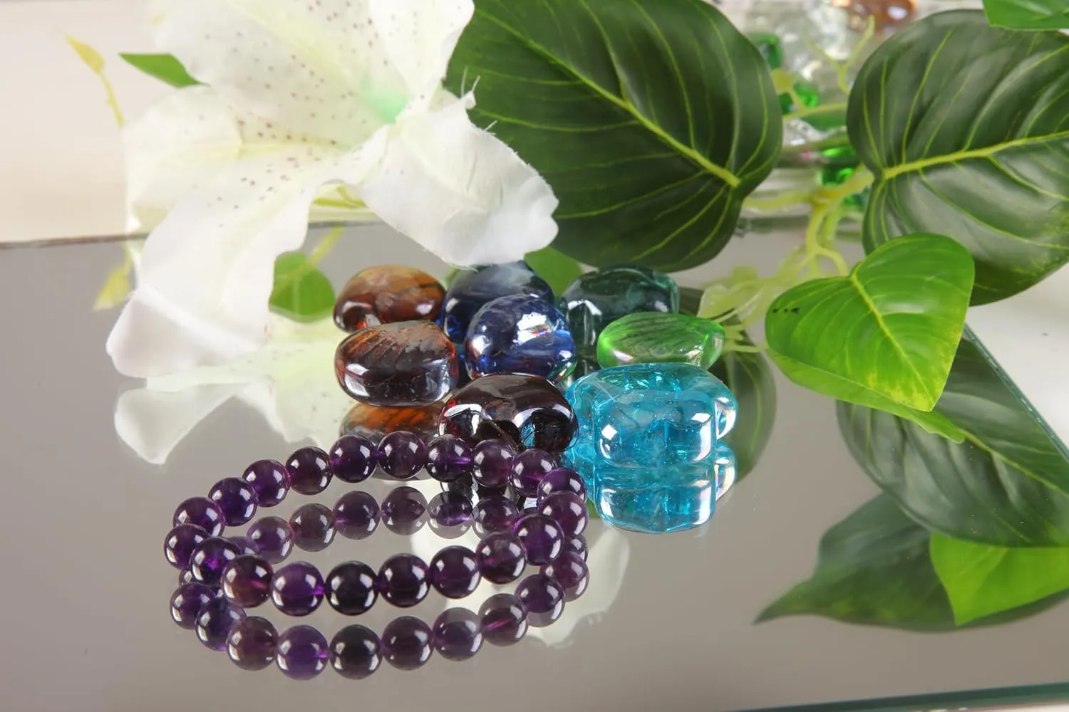 Natural Amethyst Stone Bracelet, Handmade, With Gift Box, Crafted from quality amethyst crystals
