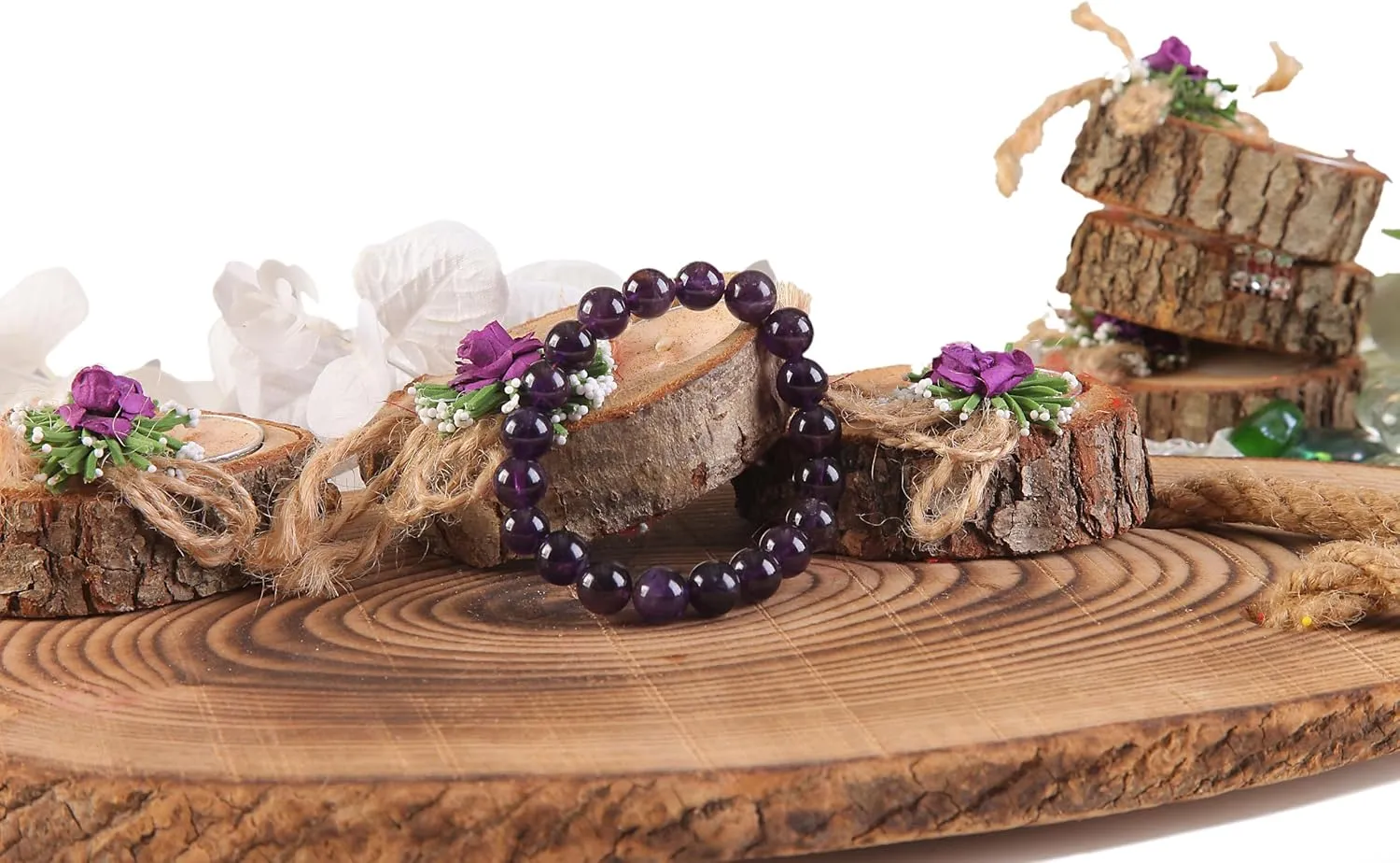 Natural Amethyst Stone Bracelet, Handmade, With Gift Box, Crafted from quality amethyst crystals