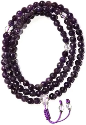 Natural Amethyst,crystal bead 8mm 108 Mala Beads, Spiritual, Meditation Beads, Reiki, Japa Mala, Buddhist Prayer Beads, Yoga Bracelet, healing beads LKMALA-RRGU-760
