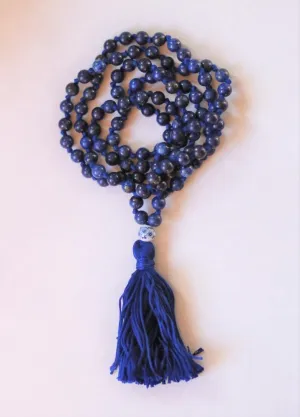 Natural Blue Lapis Lazuli 8mm 108 Mala Beads, Spiritual, Meditation Beads, Reiki, Japa Mala, Buddhist Prayer Beads, Yoga Bracelet, healing beads LKMALA-RRGU-2547