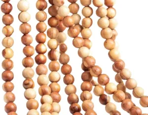 Natural Cedar Wood 8mm 108 Mala Beads, Spiritual, Meditation Beads, Reiki, Japa Mala, Buddhist Prayer Beads, Yoga Bracelet, healing beads LKMALA-RRGU-2617