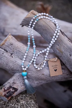Natural Howlite   Jadeite   Quartz   Turquoise 6mm 108 Mala Beads, Spiritual, Meditation Beads, Reiki, Japa Mala, Buddhist Prayer Beads, Yoga Bracelet, healing beads LKMALA-RRGU-581