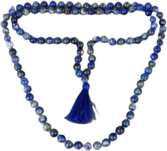 Natural Lapis Lazuli 8mm 108 Mala Beads, Spiritual, Meditation Beads, Reiki, Japa Mala, Buddhist Prayer Beads, Yoga Bracelet, healing beads LKMALA-RRGU-378