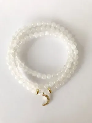 Natural MOONSTONE 8mm 108 Mala Beads, Spiritual, Meditation Beads, Reiki, Japa Mala, Buddhist Prayer Beads, Yoga Bracelet, healing beads LKMALA-RRGU-2531