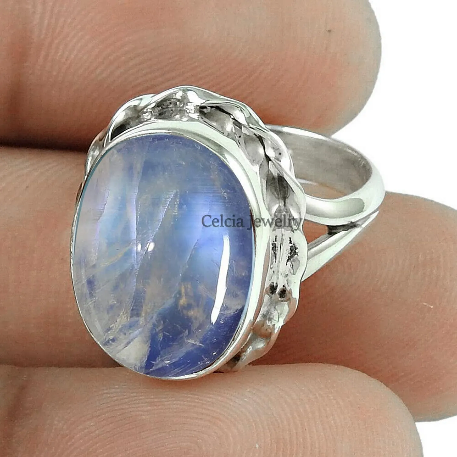 Natural Moonstone Gemstone Ring 925 Sterling Silver Handmade Jewelry for Women (moonstone, Size 8)