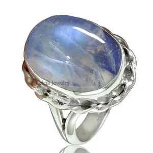 Natural Moonstone Gemstone Ring 925 Sterling Silver Handmade Jewelry for Women (moonstone, Size 8)