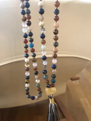Natural multi gemstone 6mm 108 Mala Beads, Spiritual, Meditation Beads, Reiki, Japa Mala, Buddhist Prayer Beads, Yoga Bracelet, healing beads LKMALA-RRGU-3848