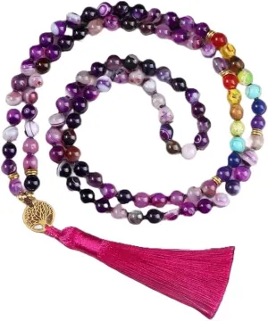 Natural multi gemstone 8mm 108 Mala Beads, Spiritual, Meditation Beads, Reiki, Japa Mala, Buddhist Prayer Beads, Yoga Bracelet, healing beads LKMALA-RRGU-1507