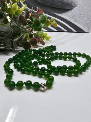 Natural Olive Green Jade 8mm 108 Mala Beads, Spiritual, Meditation Beads, Reiki, Japa Mala, Buddhist Prayer Beads, Yoga Bracelet, healing beads LKMALA-RRGU-355