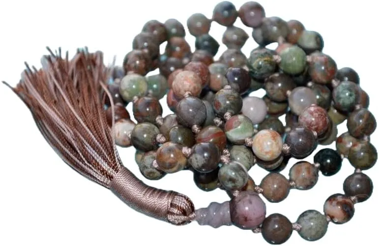 Natural Picture Jasper 8mm 108 Mala Beads, Spiritual, Meditation Beads, Reiki, Japa Mala, Buddhist Prayer Beads, Yoga Bracelet, healing beads LKMALA-RRGU-1912