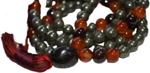 Natural pyrite garnet carnelian 6mm 108 Mala Beads, Spiritual, Meditation Beads, Reiki, Japa Mala, Buddhist Prayer Beads, Yoga Bracelet, healing beads LKMALA-RRGU-1701