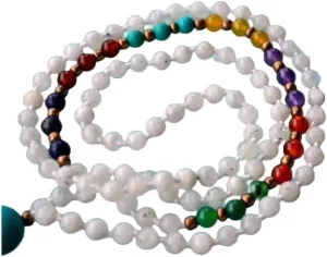 Natural Rainbow Moonstone,7 Chakra, turquoise 6mm 108 Mala Beads, Spiritual, Meditation Beads, Reiki, Japa Mala, Buddhist Prayer Beads, Yoga Bracelet, healing beads LKMALA-RRGU-1640