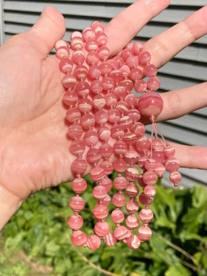 Natural Rhodochrosite 8mm 108 Mala Beads, Spiritual, Meditation Beads, Reiki, Japa Mala, Buddhist Prayer Beads, Yoga Bracelet, healing beads LKMALA-RRGU-3002