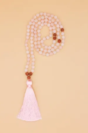Natural Rose Quartz, rudraksh 8mm 108 Mala Beads, Spiritual, Meditation Beads, Reiki, Japa Mala, Buddhist Prayer Beads, Yoga Bracelet, healing beads LKMALA-RRGU-3772