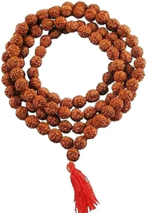 Natural Rudraksha 8mm 108 Mala Beads, Spiritual, Meditation Beads, Reiki, Japa Mala, Buddhist Prayer Beads, Yoga Bracelet, healing beads LKMALA-RRGU-376