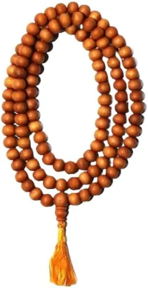 Natural Sandalwood 10mm 108 Mala Beads, Spiritual, Meditation Beads, Reiki, Japa Mala, Buddhist Prayer Beads, Yoga Bracelet, healing beads LKMALA-RRGU-649