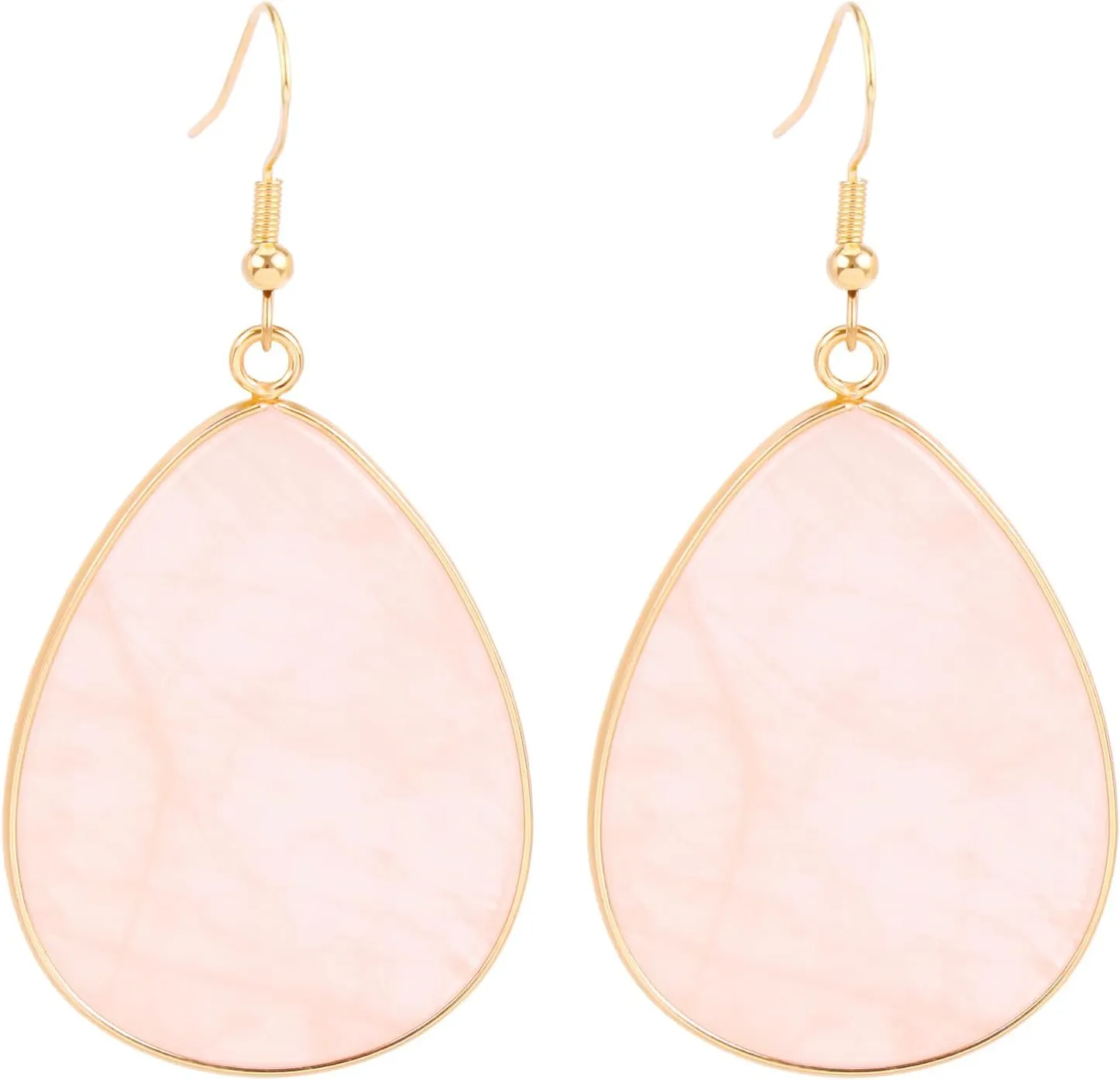Natural Stone Teardrop Dangle Earrings Quartz Drop Gold Statement Earrings for Women