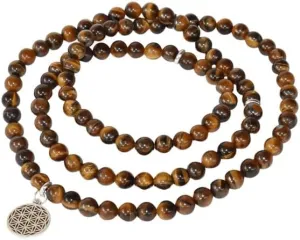 Natural Tiger Eye 8mm 108 Mala Beads, Spiritual, Meditation Beads, Reiki, Japa Mala, Buddhist Prayer Beads, Yoga Bracelet, healing beads LKMALA-RRGU-303