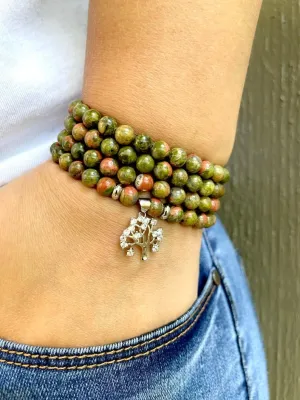 Natural UNAKITE 6mm 108 Mala Beads, Spiritual, Meditation Beads, Reiki, Japa Mala, Buddhist Prayer Beads, Yoga Bracelet, healing beads LKMALA-RRGU-2530