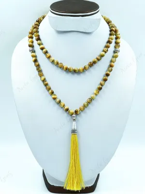 Natural Yellow Tiger's Eye 8mm 108 Mala Beads, Spiritual, Meditation Beads, Reiki, Japa Mala, Buddhist Prayer Beads, Yoga Bracelet, healing beads LKMALA-RRGU-2758