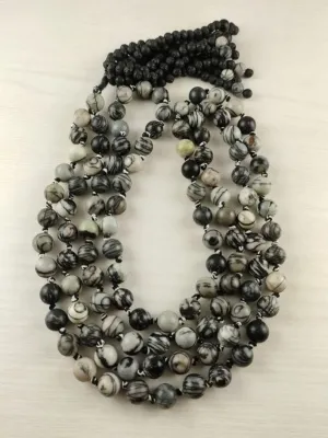 Natural Zebra Jasper 8mm 108 Mala Beads, Spiritual, Meditation Beads, Reiki, Japa Mala, Buddhist Prayer Beads, Yoga Bracelet, healing beads LKMALA-RRGU-3670
