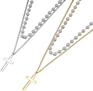 New For Trendy 2025 Classic Jesus Cross Pendant Necklaces For Women Stainless Steel Gold Color Chain Necklaces Religious Jewelry Fashion Accessories Creative Gift