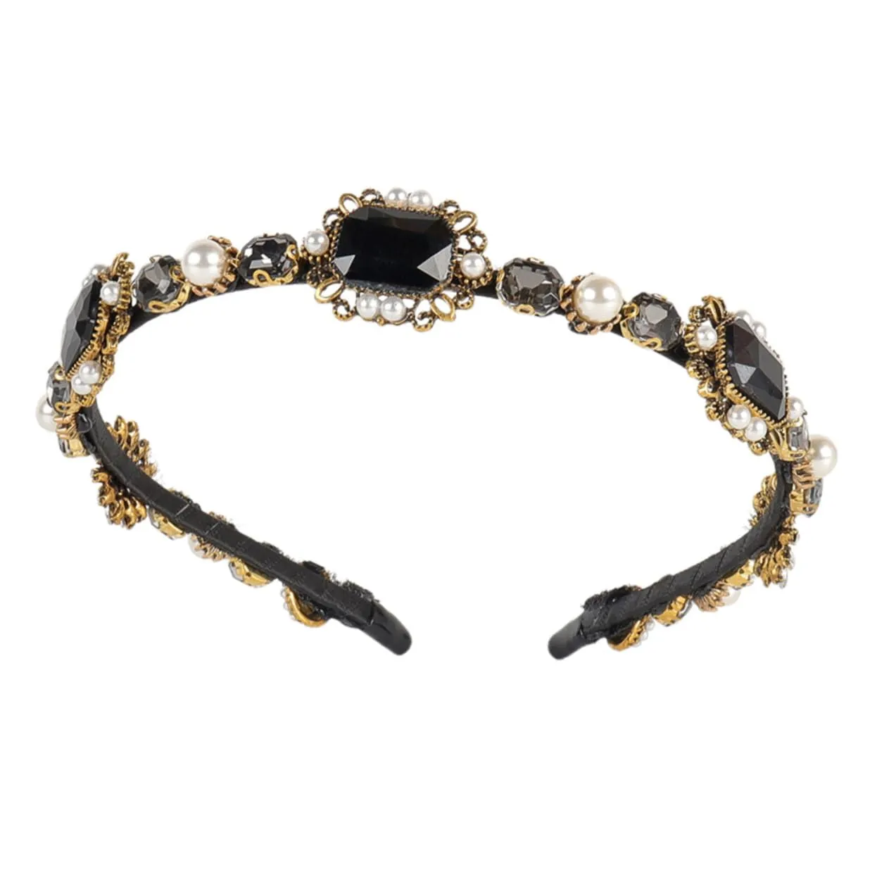 NOLITOY Chic Headband Rhinestone Pearl Hair Band Stylish Headdress for Wedding Party and Prom
