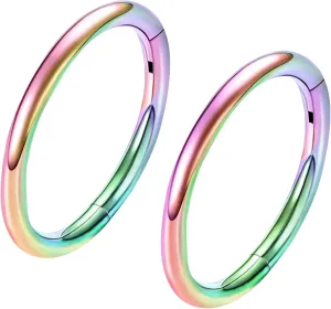 ONESING 2 PCS Nose Rings Hoops 14G 16G 18G 20G Surgical Steel Septum Rings Cartilage Tragus Round Hinged Nose Rings Piercing Jewelry for Women Men 6-12mm
