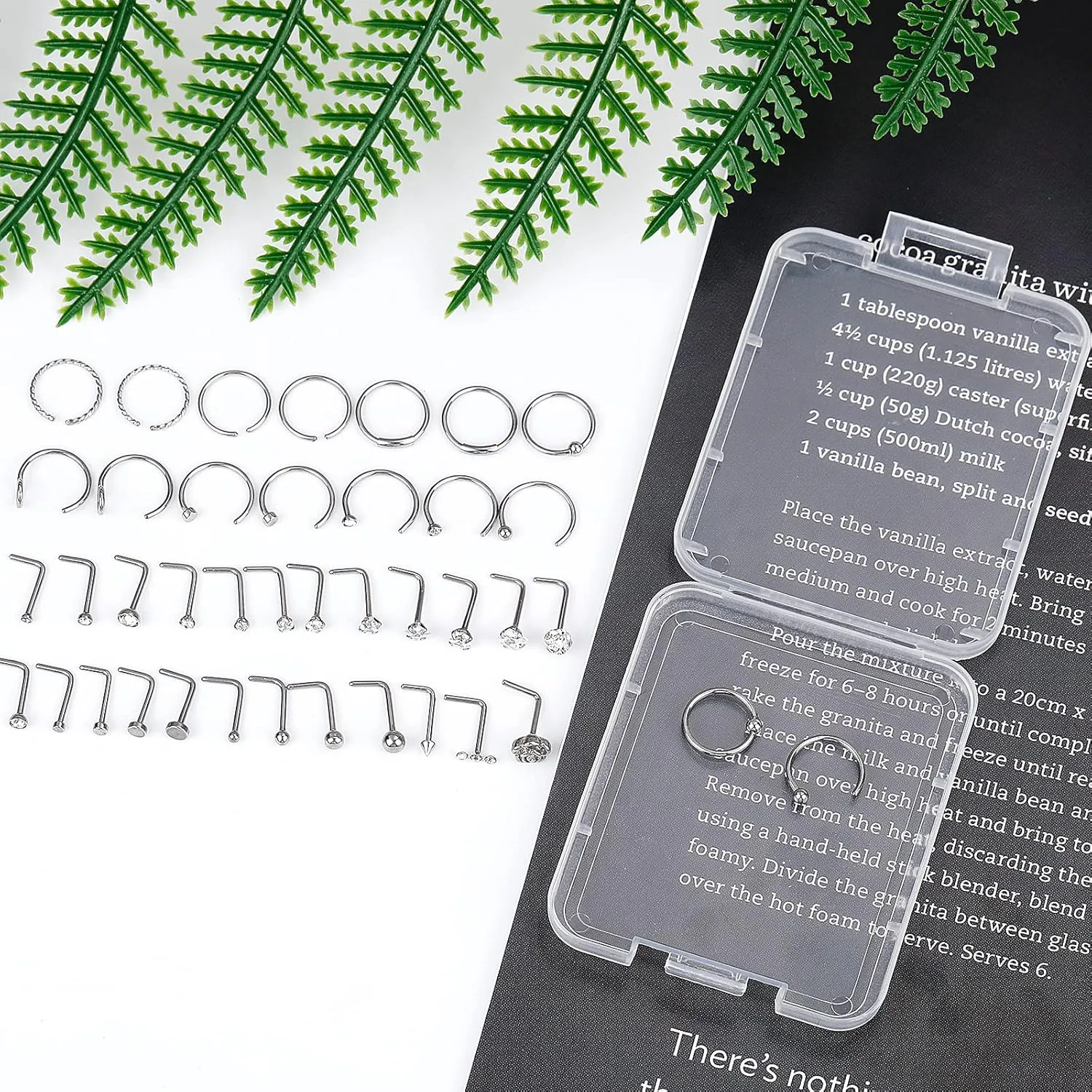 ONESING 35-70 PCS 18G 20G Nose Rings for Women & Men - Gold Hoops, L Shape, Studs & Screw - 316L Surgical Stainless Steel