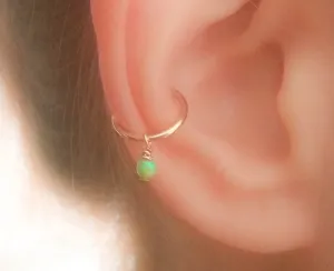 Opal Ear Cuff Non Pierced Clip On Wrap Gold Thick Earring Bohemian Minimalist