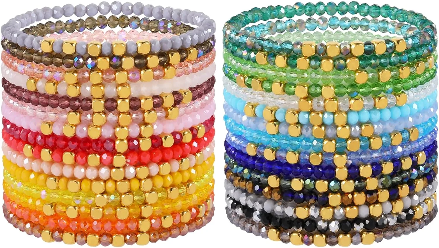 Ornaland 30 Pcs Beaded Bracelets Surfer Stretch Bracelets Set Colorful Glass Beads Bracelets Stackable Boho Bracelets Beach Friendship Bracelets Wrist Jewelry for Women