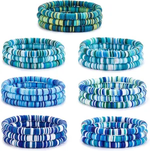 Ornaland Heishi Surfer Bracelets Set Polymer Clay Heishi Beads Stretch Bracelets Multi-Layer Stackable Friendship Bracelets Bohemia Summer Beach Jewelry for Women