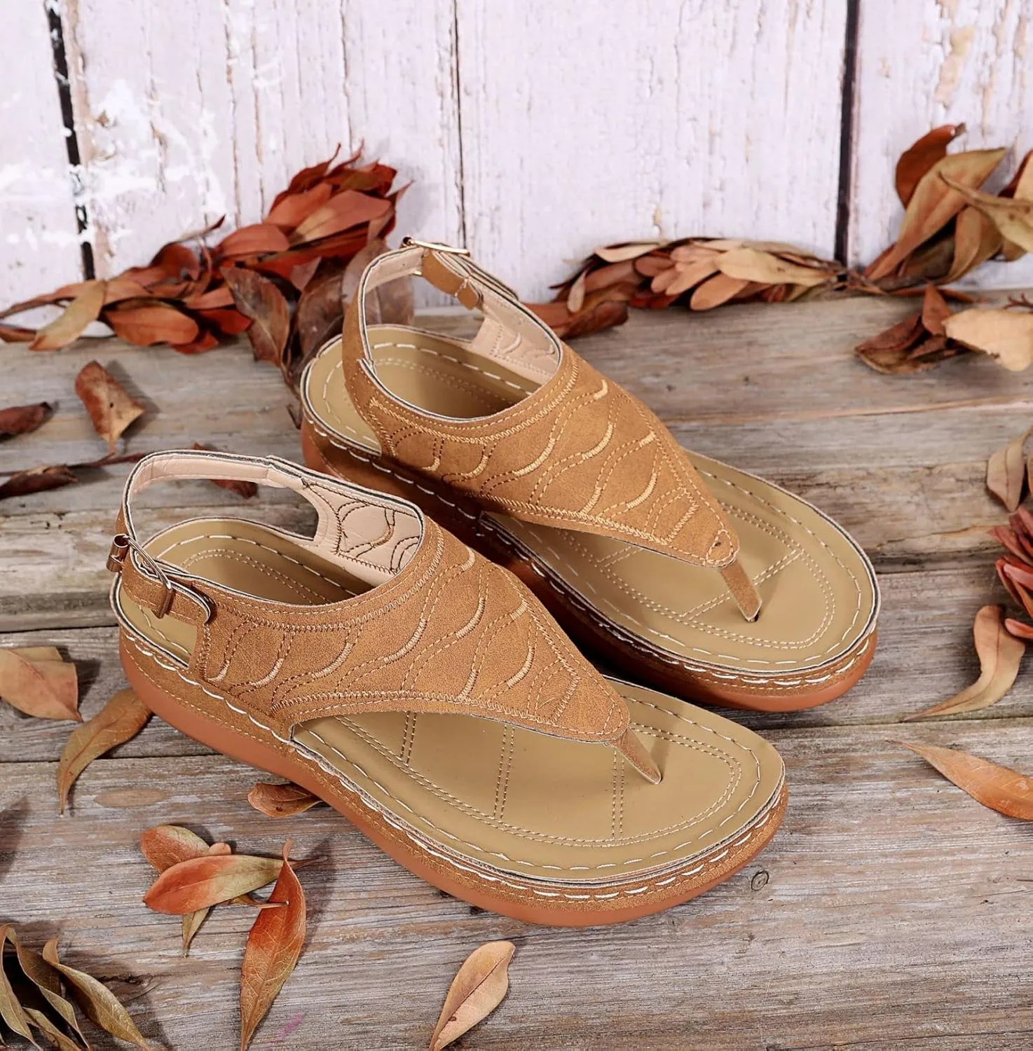 Orthopedic Sandals for Women Arch Support Flat Slipper Platform Wedge Open Toe Soft Comfort Beach Outdoor Walking Shoes Fashion with Wedges Ankle Strap Comfortable Casual Slip On Dressy