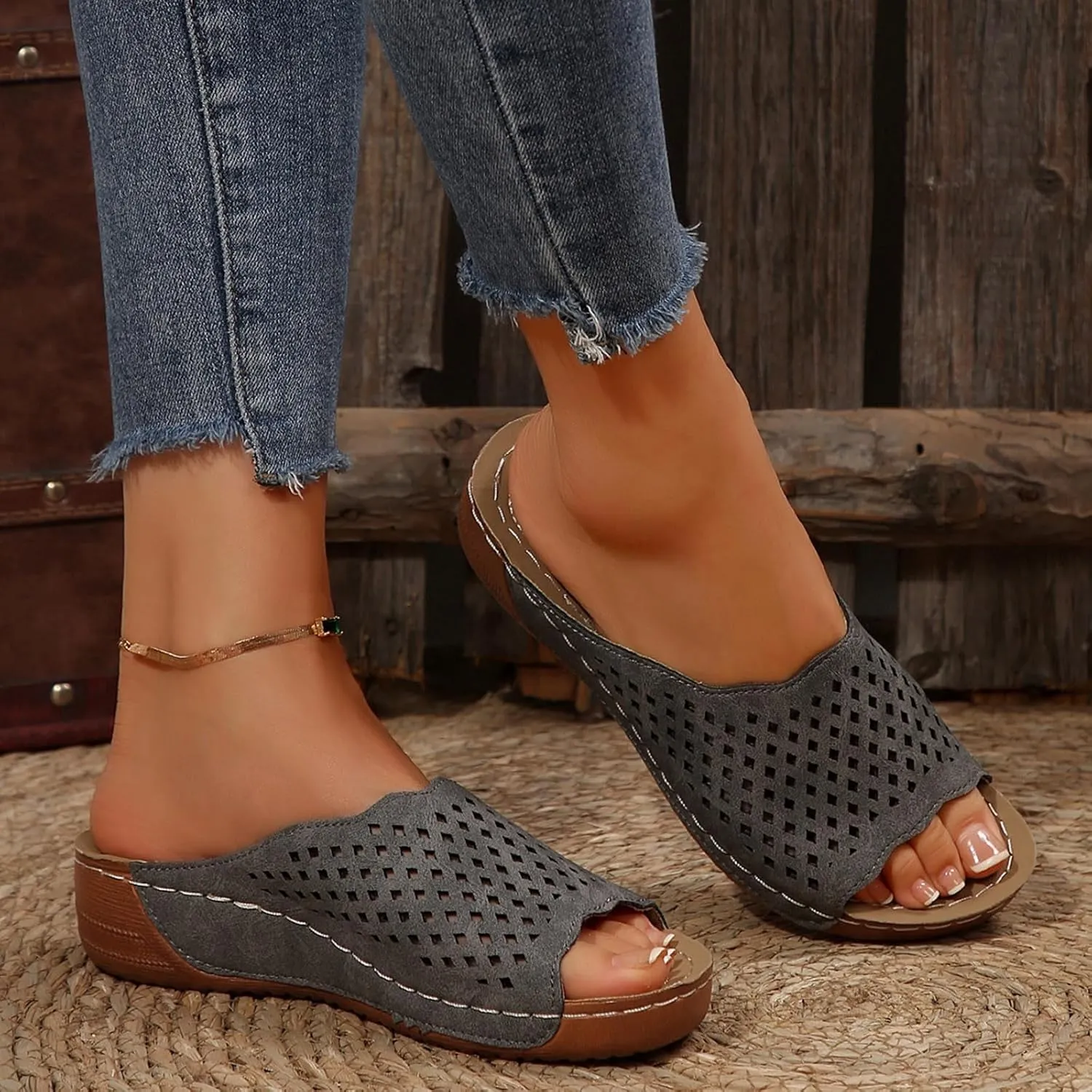 Orthopedic Sandals For Women Arch Support Walking Sandals Comfortable Beach Orthotic Sandals Summer Wedge Sandals