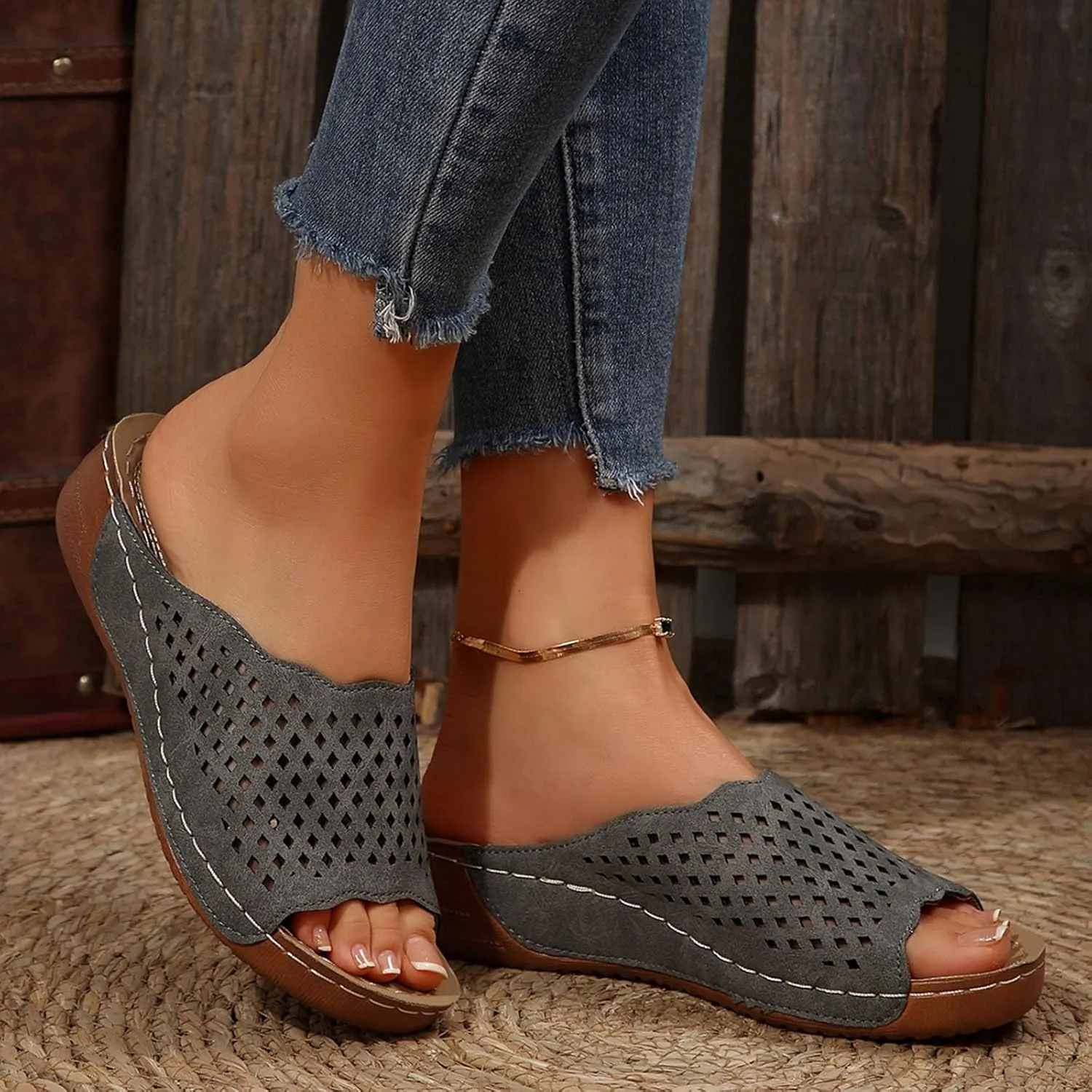 Orthopedic Sandals For Women Arch Support Walking Sandals Comfortable Beach Orthotic Sandals Summer Wedge Sandals
