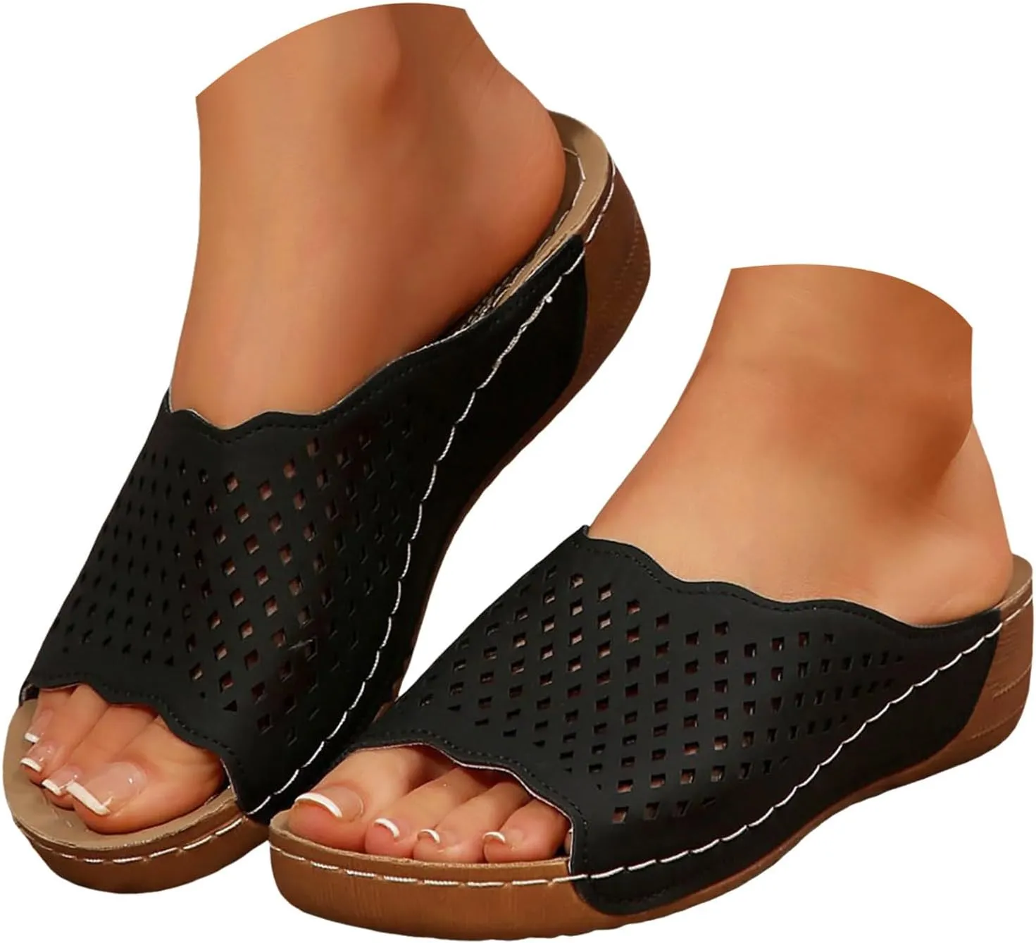 Orthopedic Wedge Sandals for Women 2025, Womens Summer Sandal Orthotic Dressy Open Toe Platform Slippers Casual Flip Flops Arch Support Slides for Outdoor Beach Vacation