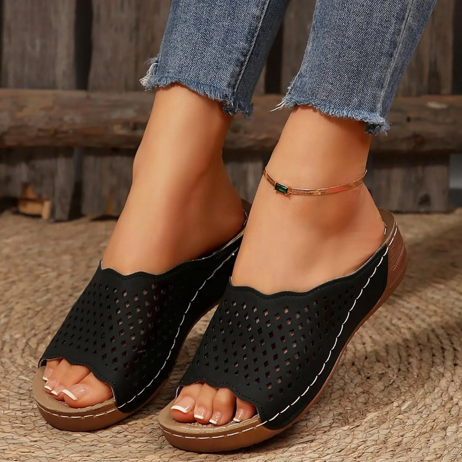 Orthopedic Wedge Sandals for Women 2025, Womens Summer Sandal Orthotic Dressy Open Toe Platform Slippers Casual Flip Flops Arch Support Slides for Outdoor Beach Vacation