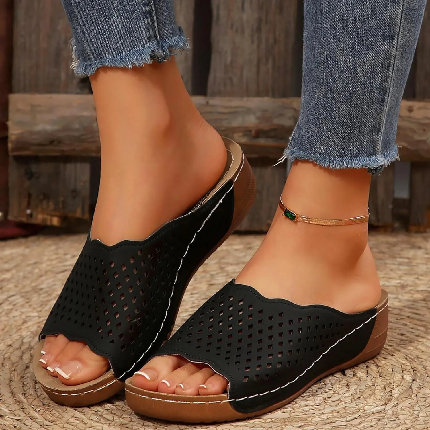 Orthopedic Wedge Sandals for Women 2025, Womens Summer Sandal Orthotic Dressy Open Toe Platform Slippers Casual Flip Flops Arch Support Slides for Outdoor Beach Vacation