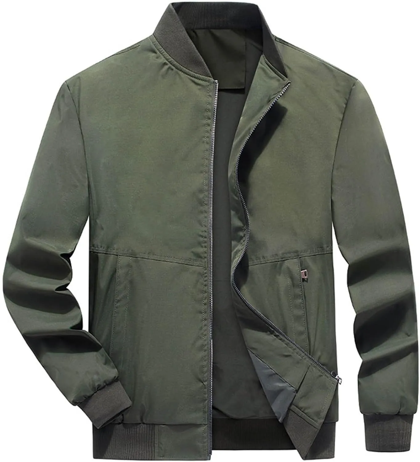 Outdoor Sport Hoodless Jacket For Men Fashion Stand Collar Long Sleeve Windbreaker Jacket Casual Soft Solid Windproof