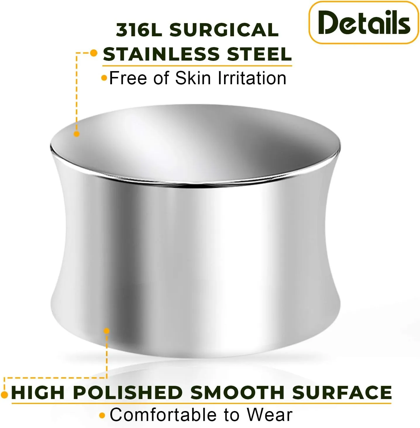 Pair of 316L Surgical Steel Double Flared Piercing Jewelry Ear Stretcher Polished solid Plugs Flesh Earring Lobe