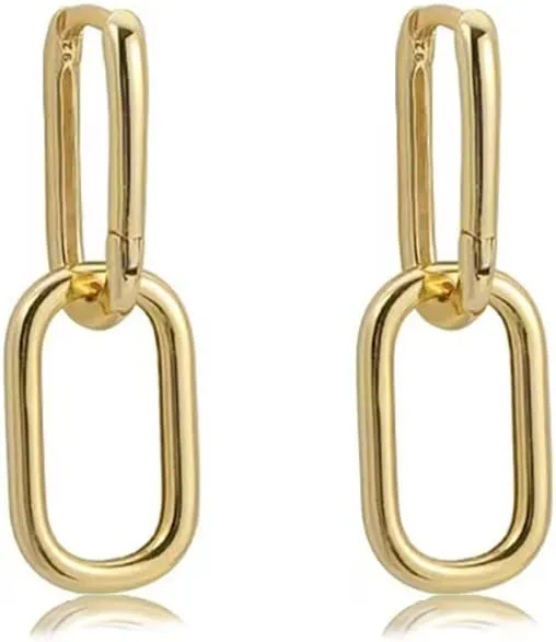 Paperclip Link Chain Earrings Convertible Link Earrings for Women Drop Dangle Earrings